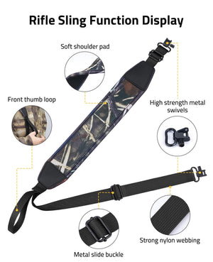 EZshoot Two Point Sling Rifle Sling with Wide Neoprene Padded for Outdoors