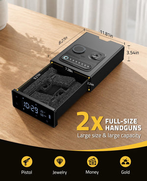 full-size handguns large size & large capacity, 11.81in x 8.27in x 3.54in – EZshoot Biometric Handgun