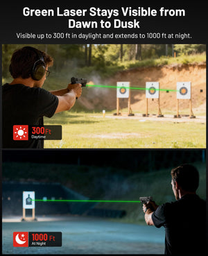 green laser stays visible from – EZshoot Pistol Laser Sight