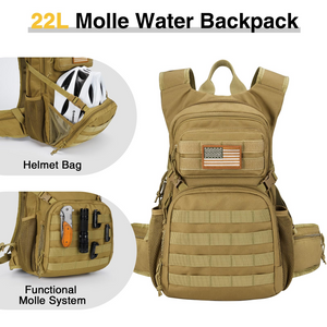 helmet bag functional molle system – EZshoot hydration backpack (khaki)