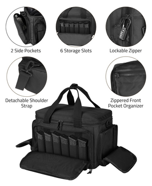 lockable zipper detachableshoulder zippered front – EZshoot EDC bag (black)