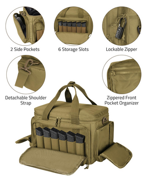 lockable zipper detachableshoulder zippered front – EZshoot EDC bag (khaki)
