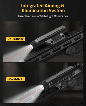 on picatinny on m-rail – EZshoot 2600lm Laser (light with red beam)