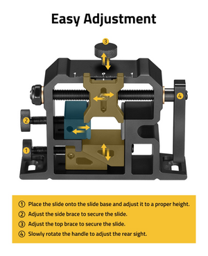 place theslide onto the slidebase and adjustitto aproperheight – EZshoot Tool with Tool