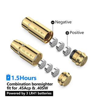 ezshoot bore sight kit for .40 .45 with batteries long battery life best bore sight