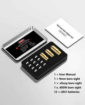 ezshoot bore sight kit for 9mm .45acp .40sw with 12 batteries best bore sight with long battery life