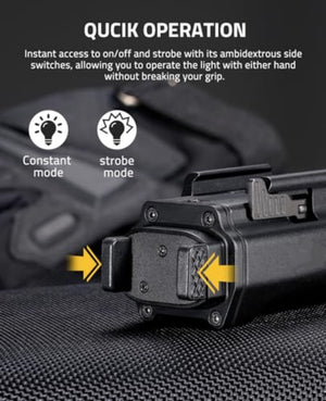 quick operation-EZSHOOT 1500 Lumens Pistol Flashlight Magnetic Rechargeable