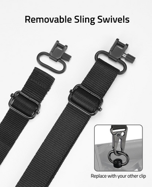 removable sling swivels replace with your other clip – EZshoot Point Rifle Sling