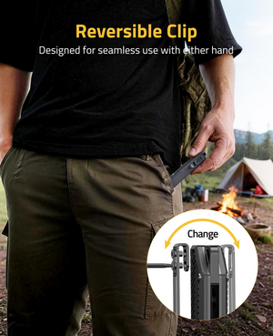 reversible clip designed for seamless use with either hand – EZshoot Folding Knife