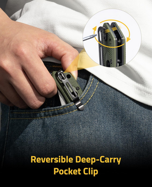 reversible deep-carry pocket clip – EZshoot Folding Knife (green)