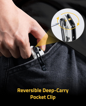 reversible deep-carry pocket clip – EZshoot Folding Knife (white)