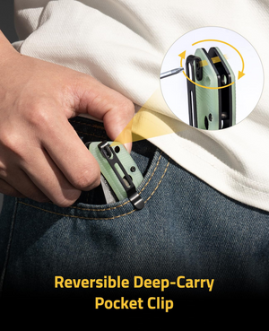 reversibledeep-carry pocket clip – EZshoot Folding Knife (natural)