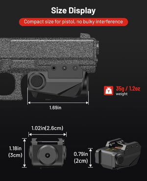 sizedisplay compactsizeforpistol,nobulkyinterference – EZshoot IIIA green laser