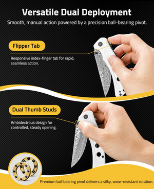 smooth, manual action powered by a precision ball-bearing pivot – EZshoot 26-inch blade (white)