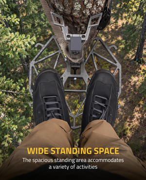 the spacious standing area accommodates – EZshoot hunting saddle platform