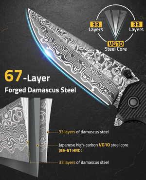 steel core layer forged damascus steel – EZshoot folding or blade (black)