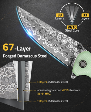 steel core layer forged damascus steel – EZshoot folding or blade (natural)
