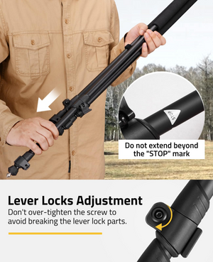 the "stop" mark lever locks adjustment – EZshoot V Yoke Rest