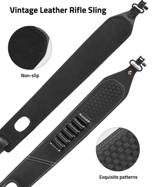 vintage leather rifle sling non-slip exquisite patterns – EZshoot Rifle Sling (black)