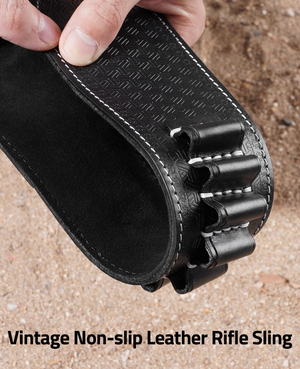 vintage non-slip leather rifle sling – EZshoot leather sling (black)