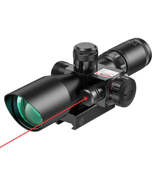 EZshoot Best Scope - Dual Illuminated Mil Dot Scope with Red Laser - Compatible with 20mm Picatinny Rails
