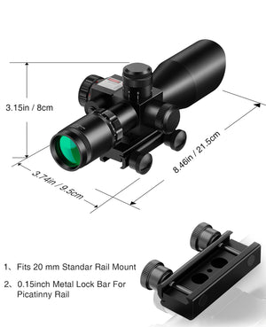 EZshoot 2.5-10x40 Dual Illuminated Scope with 20mm Standard Picatinny Rail Mount