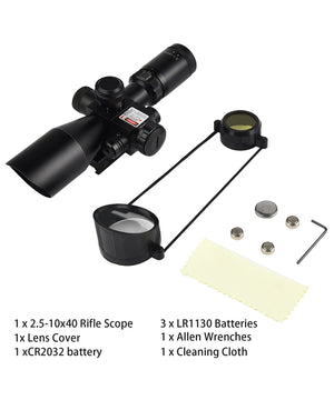 Items included in the package of EZshoot Dual Illuminated Scope for Rifle Hunting